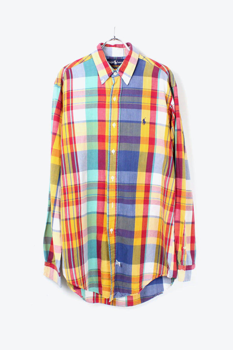 90'S L/S BD CHECK SHIRT / MULTI [SIZE: M USED]