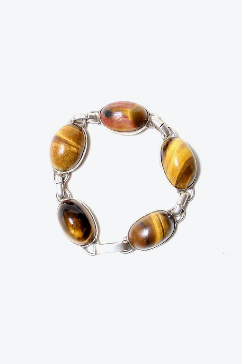 925 SILVER AND TIGER EYE BRACELET [SIZE: ONE SIZE USED]