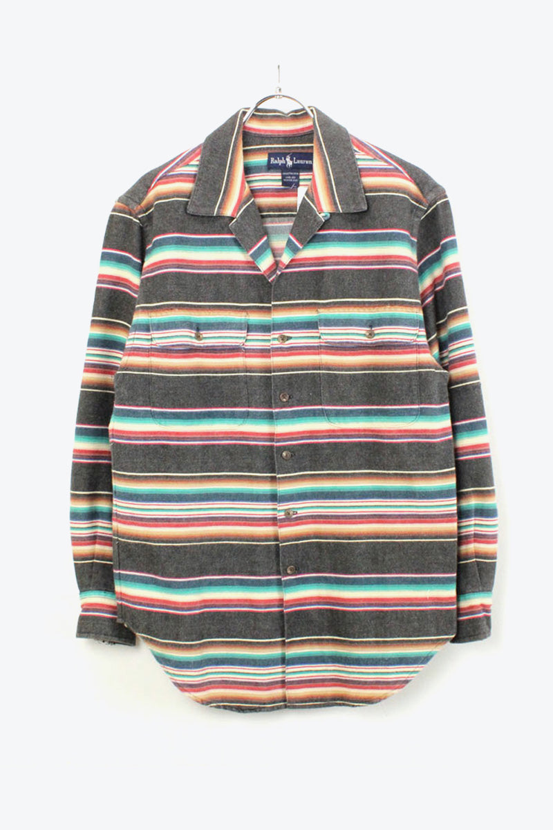 90'S L/S NATIVE PATTERN SHIRT / MULTI [SIZE: M USED]