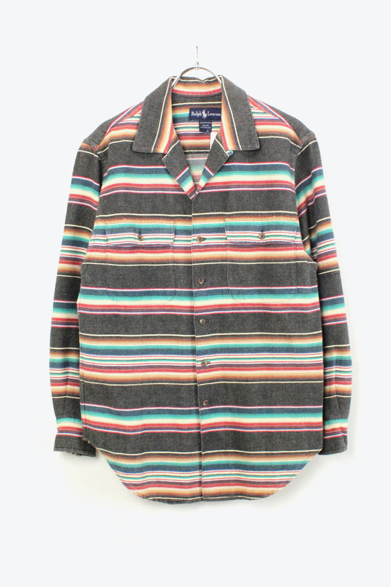90'S L/S NATIVE PATTERN SHIRT / MULTI [SIZE: M USED]