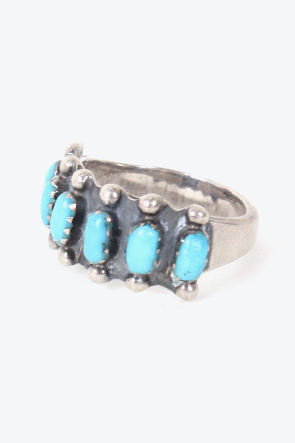 MADE IN USA 925 SILVER RING TURQUOISE STONE【SIZE: US 7, USED】
