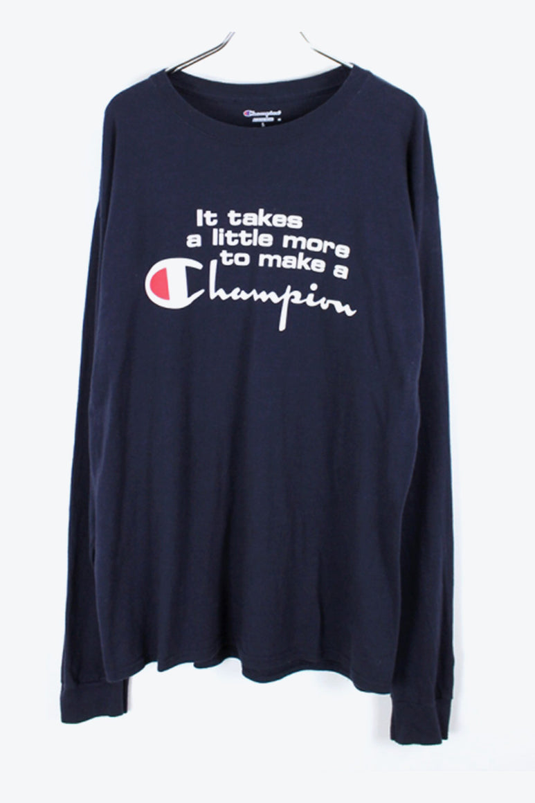 L/S LOGO PRINT T-SHIRT / NAVY [SIZE:L USED]