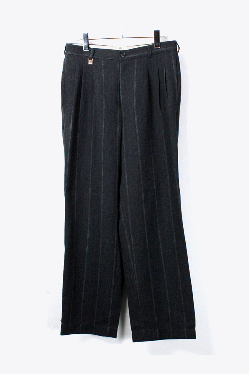 TUCK PIN STRIPE SLACKS TROUSERS / CHARCOAL [SIZE:30 equivalent USED]