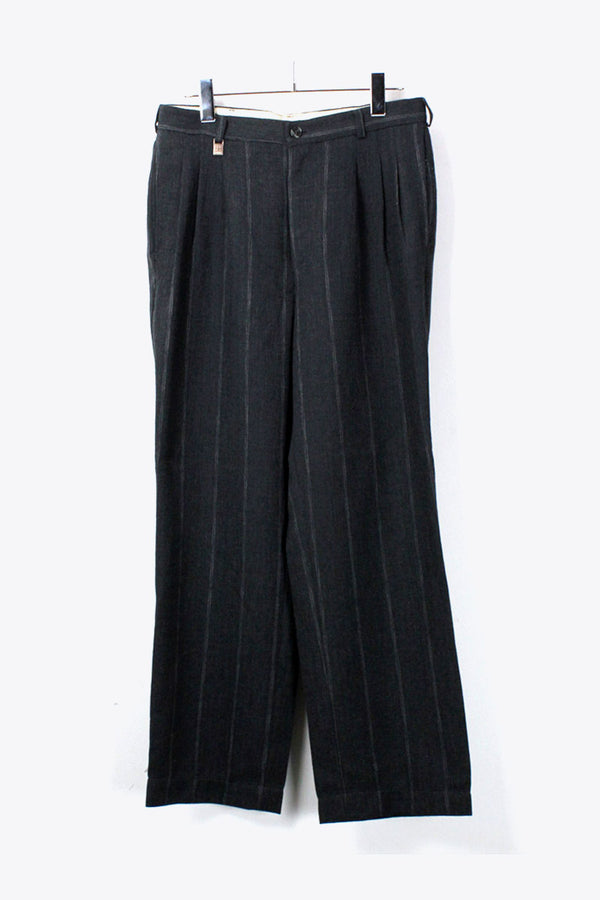TUCK PIN STRIPE SLACKS TROUSERS / CHARCOAL [SIZE:30 equivalent USED]