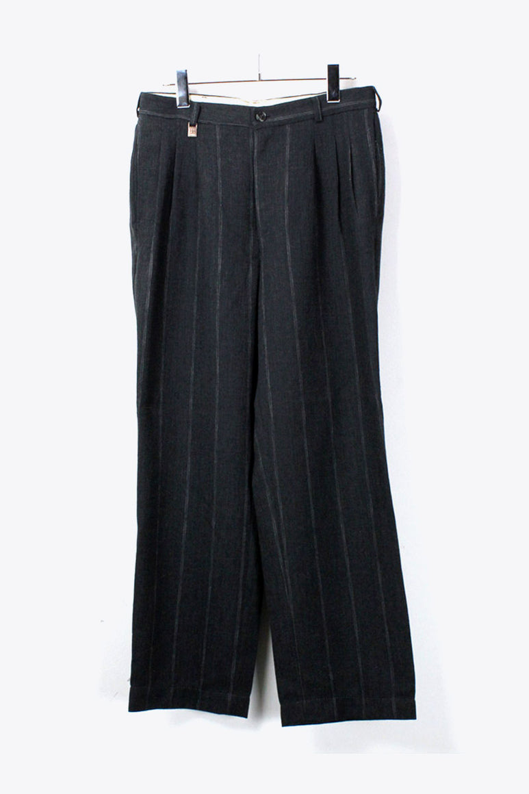 TUCK PIN STRIPE SLACKS TROUSERS / CHARCOAL [SIZE:30相当 USED]