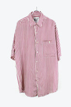 画像をギャラリービューアに読み込む, 90&#39;S S/S STRIPE SILK SHIRT / BURGUNDY/WHITE【SIZE: S USED】
