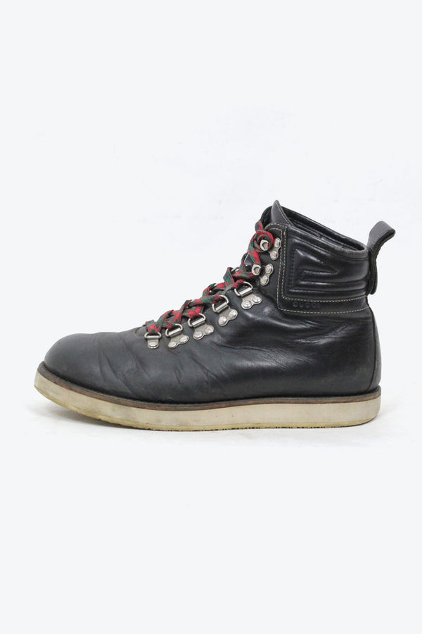 MADE IN ITALY LEATHER HIKING BOOTS / BLACK [SIZE: US6.5(24.5cm相当) USED]