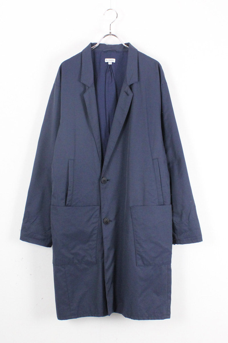 MADE IN USA COTTON NYLON LONG COAT / NAVY【SIZE:M USED】