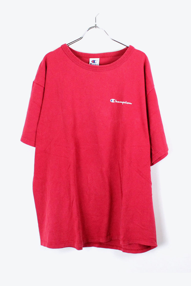 90'S S/S LOGO PRINT T-SHIRT / RED [SIZE:XL USED]