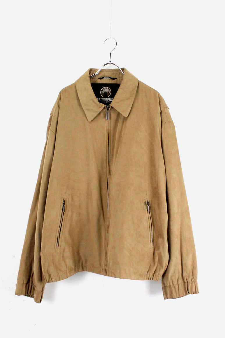 IMITATION SUEDE ZIP JACKET / CAMEL【SIZE:XL USED】