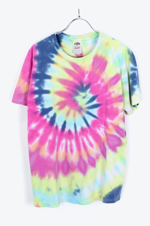 TIE DYE T-SHIRT / PINK/BLUE GREEN [SIZE:M USED]
