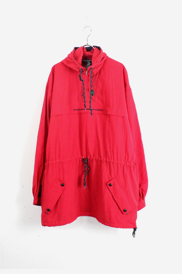 90'S NYLON ANORACK JACKET / RED【SIZE:M USED】
