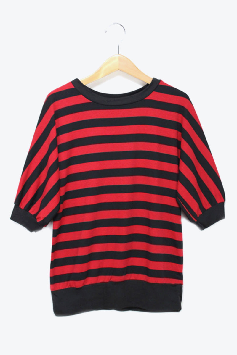 MADE IN USA HALF RAGLAN SLEEVE BORDER T-SHIRT / RED/BLACK [SIZE:M USED]