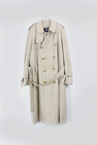 MADE IN ENGLAND 80-90S DOUBLE TRENCH COAT / BEIGE [SIZE: 50R USED]