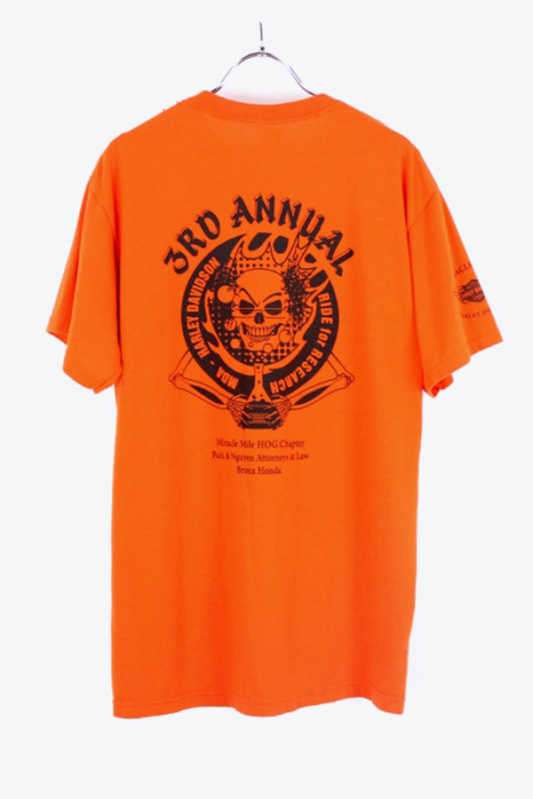 HARLEY DAVIDSON PRINT T-SHIRT / ORANGE [SIZE:M USED]