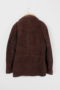 90'S SUEDE JACKET W/BOA LINNING / BROWN/BEIGE [SIZE: 40 USED]