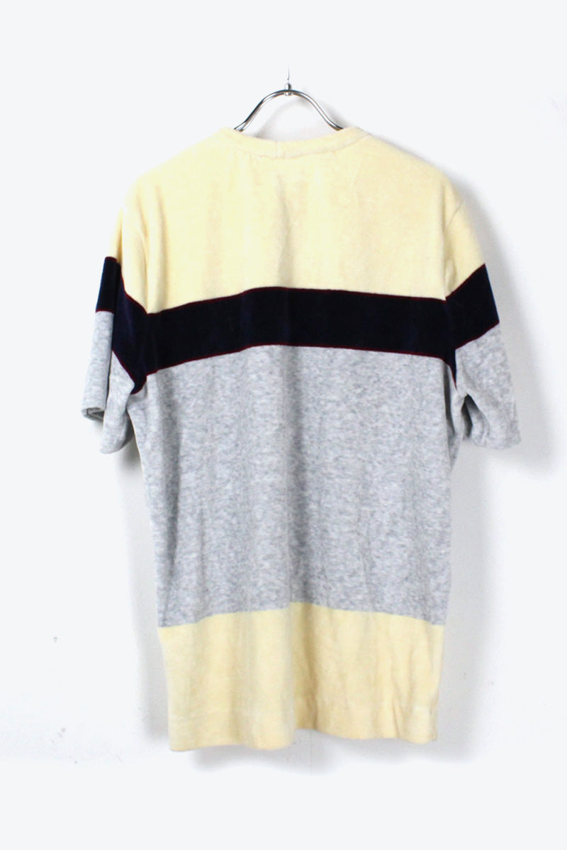 90'S VELOUR T-SHIRT / NAVY/OFFWHITE [SIZE:L USED]