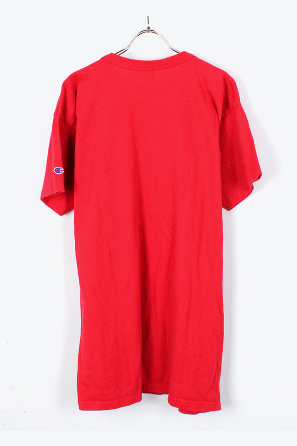 MADE IN USA 80'S LOGO T-SHIRT / RED [SIZE:XL USED]