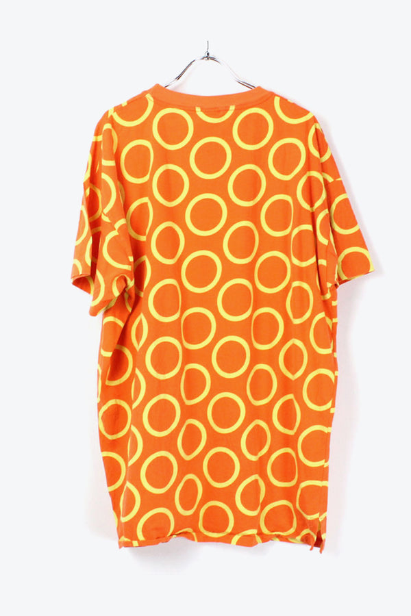 MADE IN ITALY 90'S SIRCLE DOTS TEE SHIRT / ORANGE [SIZE:L相当 USED]