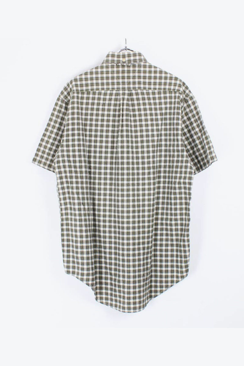 90'S S/S BD CHECK SHIRT / GREEN/WHITE【SIZE:S USED】