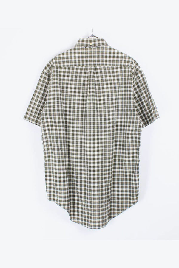 90'S S/S BD CHECK SHIRT / GREEN/WHITE【SIZE:S USED】