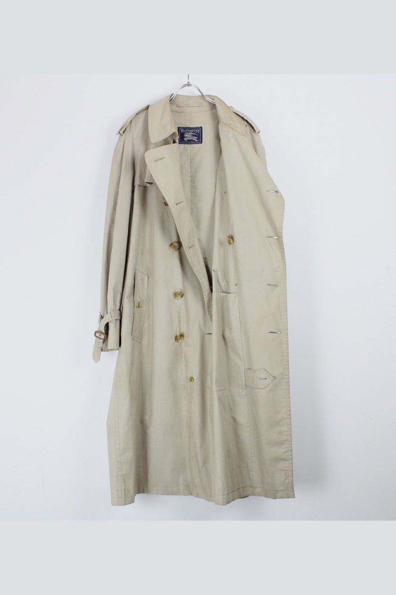 MADE IN ENGLAND 80-90S DOUBLE TRENCH COAT / BEIGE [SIZE: 50R USED]