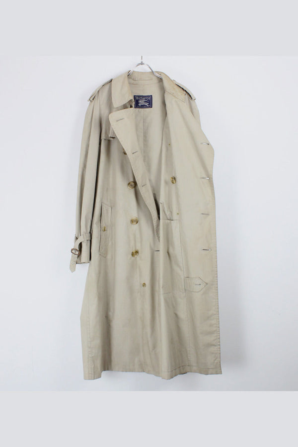 MADE IN ENGLAND 80-90S DOUBLE TRENCH COAT / BEIGE [SIZE: 50R USED]
