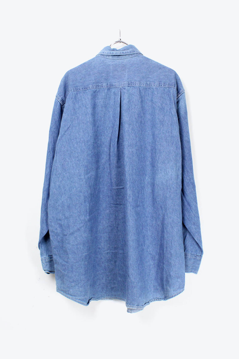 MADE IN USA 90'S DENIM L/S SHIRT / INDIGO [SIZE: L USED]