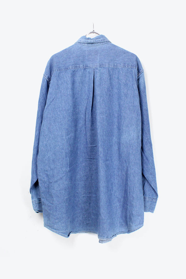 MADE IN USA 90'S DENIM L/S SHIRT / INDIGO [SIZE: L USED]