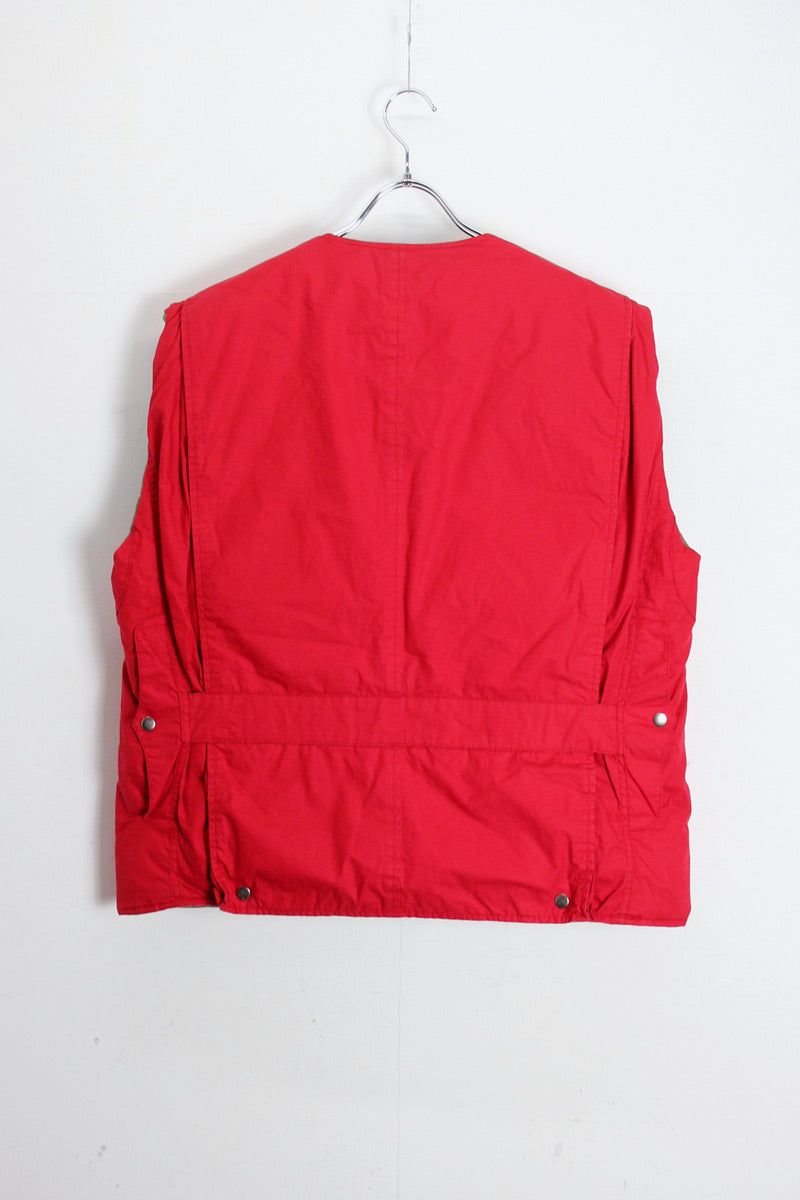 90'S HUNTING COTTON SHELL DOWN VEST / RED [SIZE: L USED]