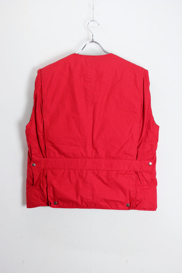 90'S HUNTING COTTON SHELL DOWN VEST / RED [SIZE: L USED]