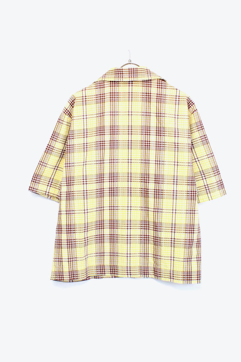 MADE IN USA S/S CHECK SHIRT / YELLOW【SIZE:M USED】