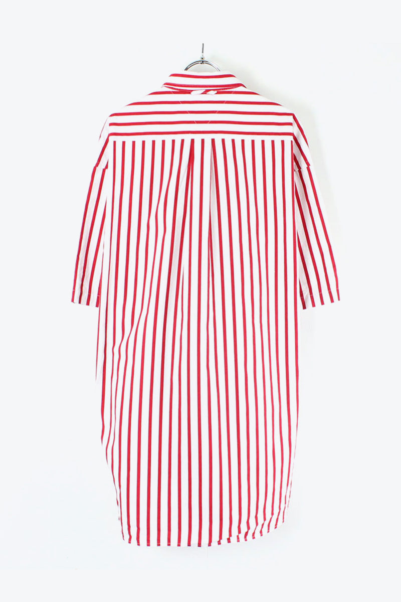 90'S S/S STRIPE SHIRT / RED【SIZE:L USED】