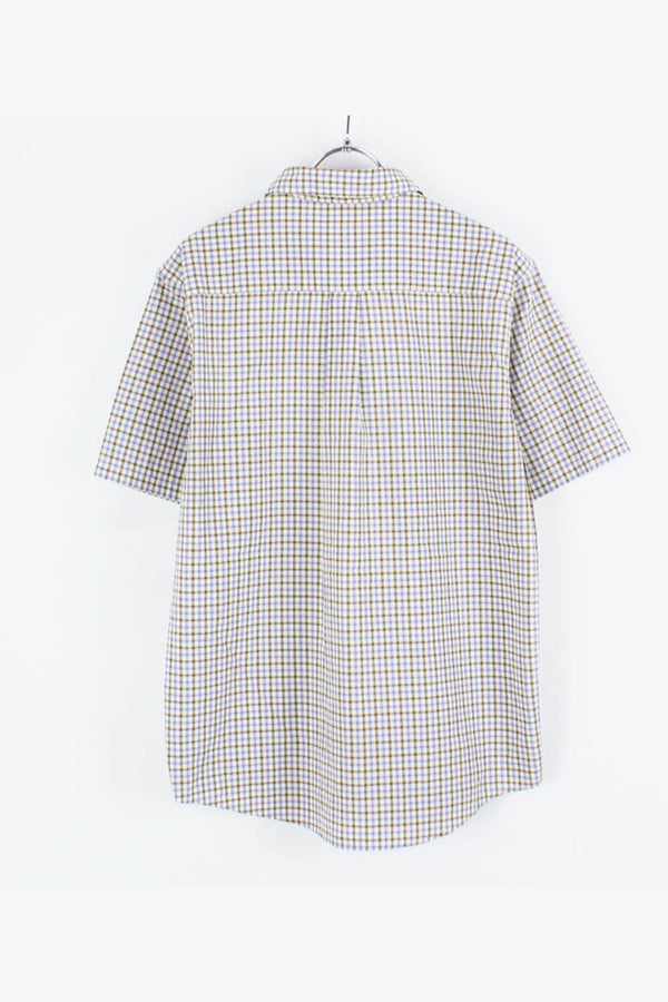 90'S S/S CHECK SHIRT / GRAY/BLUE/WHITE【SIZE:S USED】