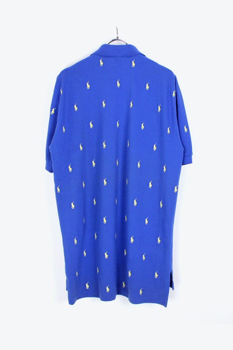 S/S MONOGRAM POLO SHIRT / BLUE【SIZE:M USED】