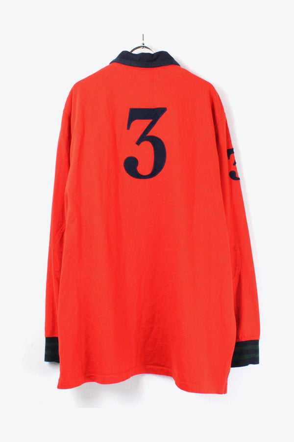 90'S L/S POLO SHIRT / RED NAVY [SIZE: XL USED]
