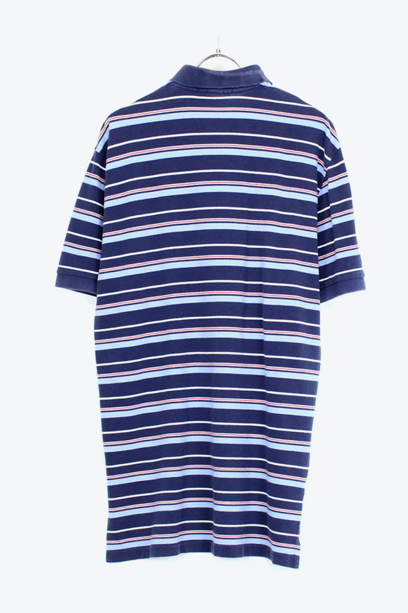 S/S COTTON BORDER POLO SHIRT / NAVY【SIZE:M USED】