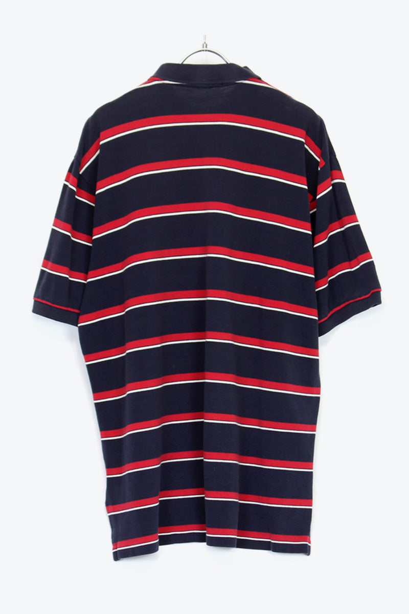 S/S 보더 폴로 셔츠 / NAVY/RED【SIZE:L USED】