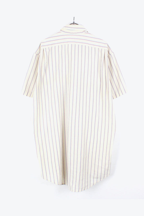 90'S S/S BD BUD LIGHT STRIPE SHIRT / OFF WHITE【SIZE:L相当 USED】
