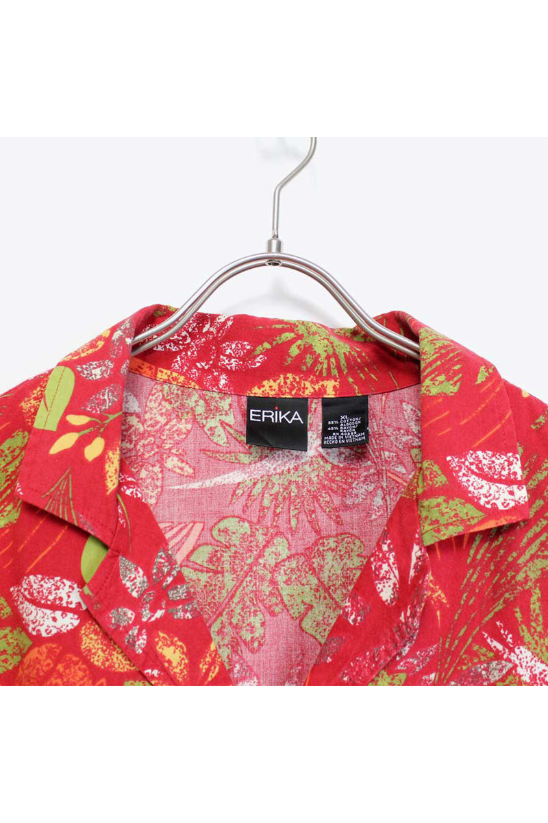 S/S 오픈카라 하와이안 셔츠 / 레드【SIZE:M 상당 USED】