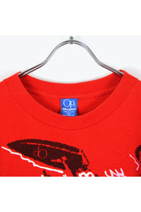 MADE IN USA PRINT T-SHIRT / RED [SIZE:XL USED]