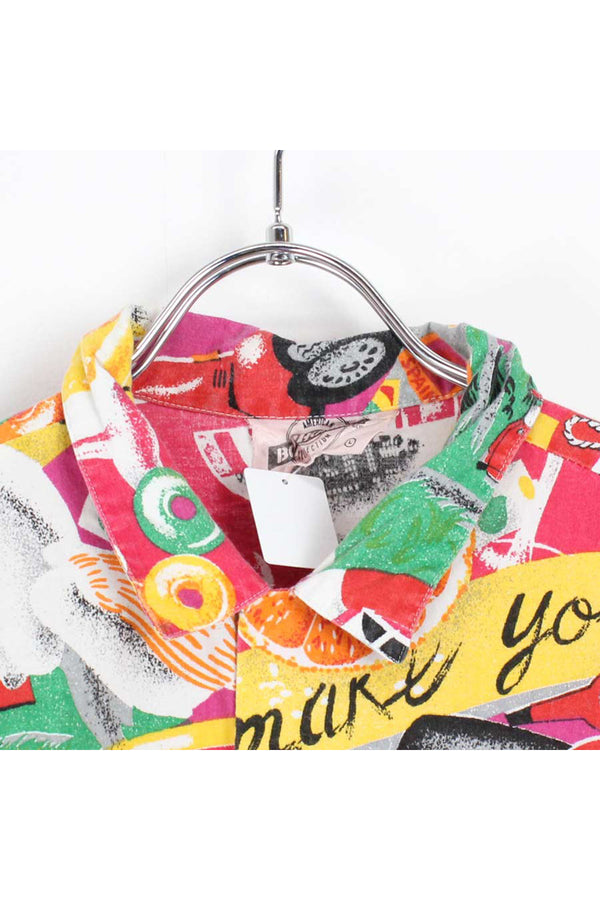 MADE IN USA 90'S S/S PATTERN SHIRT / MULTI【SIZE:L USED】