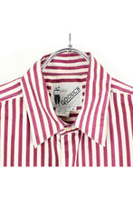 画像をギャラリービューアに読み込む, 90&#39;S S/S STRIPE SILK SHIRT / BURGUNDY/WHITE【SIZE: S USED】
