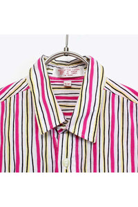 S/S STRIPE SHIRT / WHITE/PINK【SIZE:S USED】
