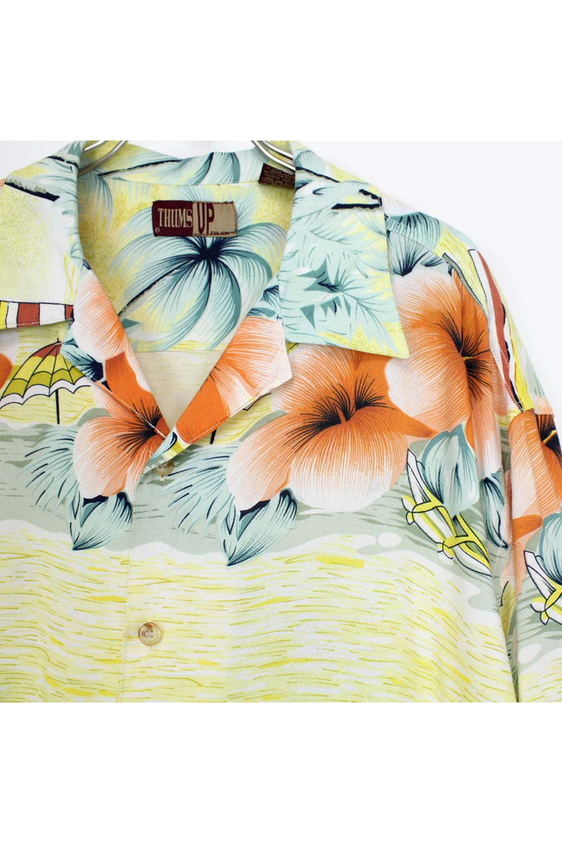 S/S RAYON HAWAIIAN SHIRT / YELLOW【SIZE:XL USED】