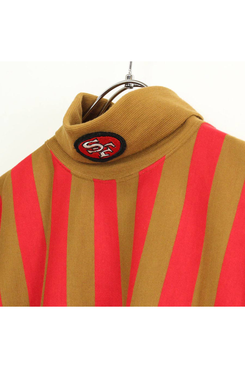 L/S BORDER TURTLE NECK T-SHIRT / RED/BEIGE [SIZE:S DEADSTOCK/NOS]