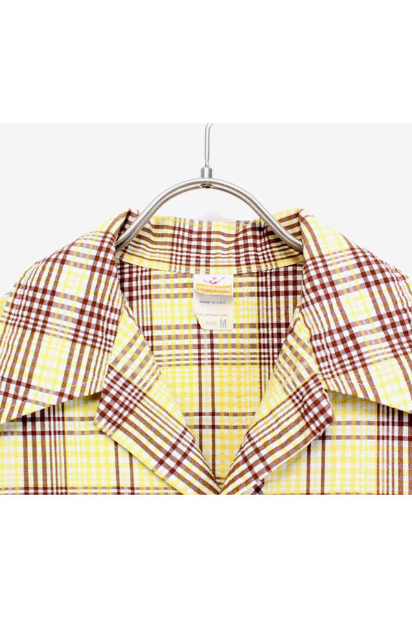 MADE IN USA S/S CHECK SHIRT / YELLOW【SIZE:M USED】