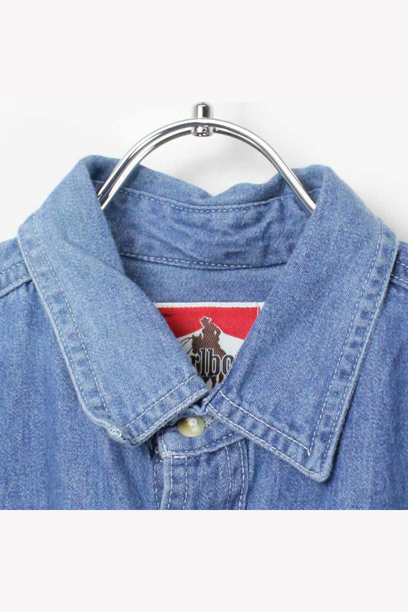 MADE IN USA 90'S DENIM L/S SHIRT / INDIGO [SIZE: L USED]