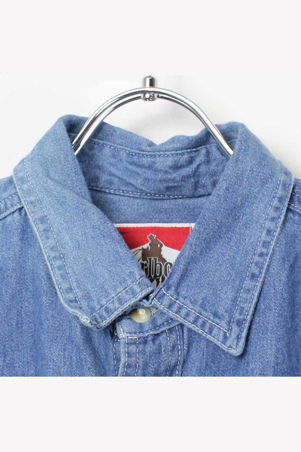 MADE IN USA 90'S DENIM L/S SHIRT / INDIGO [SIZE: L USED]