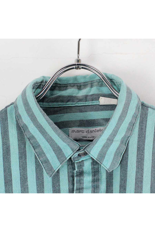MADE IN USA 90'S L/S STRIPE SHIRT / BLUE BLACK [SIZE: L相当 USED]
